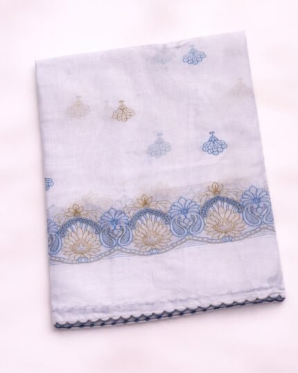 شيل قطن لندني بالقروشيه ازرق مع اصفر 011