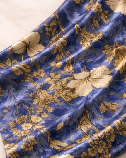حرير إيطالي - ورد بري – ازرق 
Wild Floral – blue